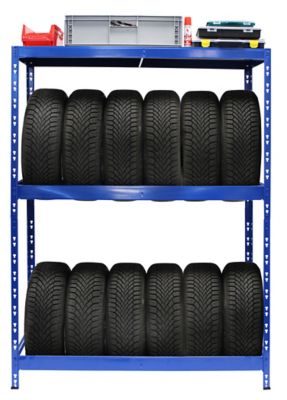 Reifenregal | HxBxT 180 x 130 x 50 cm | Für bis zu 12 Reifen | Mit Fachboden