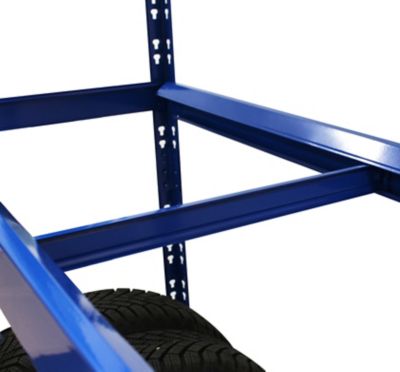 Mega Deal | 2x Reifenregal | 5 Reifen pro Ebene | HxBxT 1800 x 1000 x 500 mm | Blau | Traglast pro Fachboden: 200 kg | Certeo