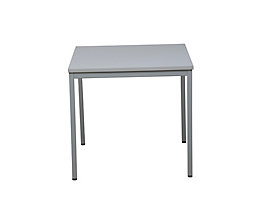 BxTxH 800 x 800 x 740 mm Certeo Besprechungstisch mit Rohrbeinen Tisch Tischplatte Schreibtisch B/ürotisch Silberner Rahmen Quadratisch Buche