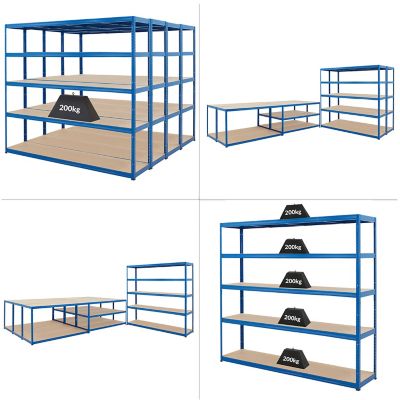 Mega Deal | 4x Garagenregal | HxBxT 178 x 180 x 45 cm | Blau | Traglast pro Fachboden: 200 kg | Certeo