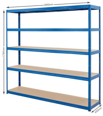 Mega Deal | 4x Garagenregal | HxBxT 178 x 180 x 45 cm | Blau | Traglast pro Fachboden: 200 kg | Certeo