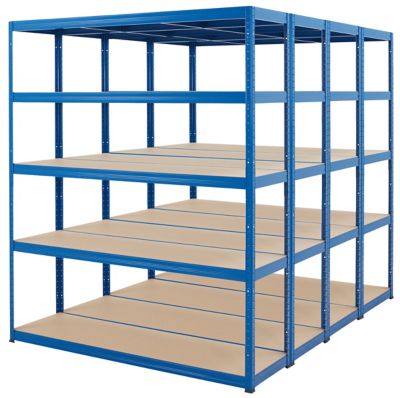 Mega Deal | 4x Garagenregal | HxBxT 178 x 150 x 45 cm | Blau | Traglast pro Fachboden: 265 kg | Certeo