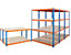 Mega Deal | 4x Kellerregal | HxBxT 180 x 140 x 60 cm | Blau/Orange | Traglast pro Fachboden: 300 kg | Certeo