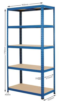 Regalsystem | 4x Garagenregal | HxBxT 178 x 90 x 30 cm | Traglast: 200 kg pro Fachboden | Blau | Certeo
