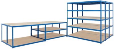 Mega Deal | 5x Lagerregal | HxBxT 178 x 180 x 45 cm | Blau | Traglast pro Fachboden: 200 kg | Certeo