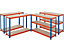 Mega Deal | 2x Werkstattregal | HxBxT 178 x 120 x 40 cm | Blau/Orange | Traglast pro Fachboden: 200 kg | Certeo