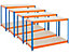Certeo | 2x Étagère pour entrepôt | HxLxP 180 x 120 x 60 cm | Bleu/Orange | Charge max. par tablette: 300 kg | Mega Deal