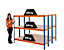 Mega Deal | 3x Werkstattregal | HxBxT 150 x 180 x 45 cm | Blau/Orange | Traglast pro Fachboden: 300 kg | Certeo