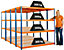 Certeo | 4x Étagère pour atelier | HxLxP 178 x 180 x 60 cm | Bleu/Orange | Charge max. par tablette: 300 kg | Mega Deal