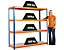 Mega Deal | 4x Garagenregal | HxBxT 178 x 180 x 60 cm | Blau/Orange | Traglast pro Fachboden: 300 kg | Certeo