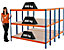 Mega Deal | 4x Kellerregal | HxBxT 150 x 180 x 45 cm | Blau/Orange | Traglast pro Fachboden: 300 kg | Certeo