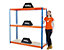 Mega Deal | 5x Lagerregal | HxBxT 178 x 180 x 60 cm | Blau/Orange | Traglast pro Fachboden: 300 kg | Certeo