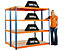 Mega Deal | 2x Kellerregal | HxBxT 178 x 180 x 60 cm | Blau/Orange | Traglast pro Fachboden: 300 kg | Certeo
