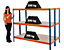 Mega Deal | 2x Kellerregal | HxBxT 150 x 180 x 45 cm | Blau/Orange | Traglast pro Fachboden: 300 kg | Certeo