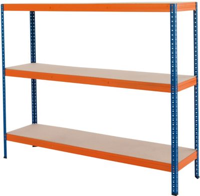 Mega Deal | 2x Garagenregal | HxBxT 150 x 180 x 45 cm | Blau/Orange | Traglast pro Fachboden: 300 kg | Certeo