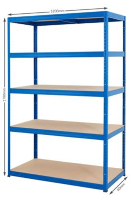 Mega Deal | 4x Werkstattregal und 1x Werkbank | HxBxT 178 x 120 x 60 cm | Blau | Traglast pro Fachboden: 265 kg | Certeo