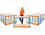 Mega Deal | 4x Lagerregal und 1x Werkbank | HxBxT 180 x 120 x 60 cm | Blau/Orange | Traglast pro Fachboden: 300 kg | Certeo