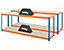 Mega Deal | 4x Garagenregal und 1x Werkbank | HxBxT 180 x 180 x 45 cm | Blau/Orange | Traglast pro Fachboden: 300 kg | Certeo
