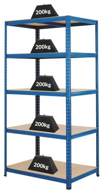 Mega Deal | 4x Werkstattregal und 1x Werkbank | HxBxT 178 x 90 x 60 cm | Blau | Traglast pro Fachboden: 200 kg | Certeo