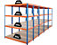 Mega Deal | 5x Werkstattregal und 1x Werkbank | HxBxT 180 x 140 x 60 cm | Blau/Orange | Traglast pro Fachboden: 300 kg | Certeo