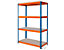 Mega Deal | 5x Werkstattregal und 1x Werkbank | HxBxT 180 x 120 x 60 cm | Blau/Orange | Traglast pro Fachboden: 300 kg | Certeo