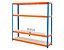 Mega Deal | 5x Garagenregal und 1x Werkbank | HxBxT 180 x 180 x 45 cm | Blau/Orange | Traglast pro Fachboden: 300 kg | Certeo