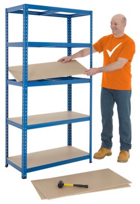 Certeo | 5x Étagère pour garage et 1x établi | HxLxP 178 x 90 x 45 cm | Bleu | Charge max. par tablette: 175 kg | Mega Deal