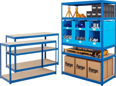 Mega Deal | 2x étagères métalliques - Profondeur 60 cm et 1x établi