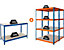 Mega Deal | 2x Lagerregal und 1x Werkbank | HxBxT 180 x 120 x 60 cm | Blau/Orange | Traglast pro Fachboden: 300 kg | Certeo