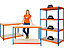 Mega Deal | 2x Lagerregal und 1x Werkbank | HxBxT 180 x 120 x 60 cm | Blau/Orange | Traglast pro Fachboden: 300 kg | Certeo