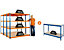 Mega Deal | 3x Garagenregal und 1x Werkbank | HxBxT 178 x 180 x 60 cm | Blau/Orange | Traglast pro Fachboden: 300 kg | Certeo