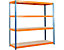 Mega Deal | 3x Werkstattregal und 1x Werkbank | HxBxT 178 x 180 x 60 cm | Blau/Orange | Traglast pro Fachboden: 300 kg | Certeo