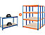 Mega Deal | 3x Garagenregal und 1x Werkbank | HxBxT 178 x 140 x 45 cm | Blau/Orange | Traglast pro Fachboden: 300 kg | Certeo