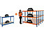 Mega Deal | 4x Lagerregal und 1x Werkbank | HxBxT 150 x 180 x 45 cm | Blau/Orange | Traglast pro Fachboden: 300 kg | Certeo