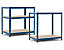 Mega Deal | 4x Garagenregal und 1x Werkbank | HxBxT 178 x 90 x 60 cm | Blau | Traglast pro Fachboden: 265 kg | Certeo