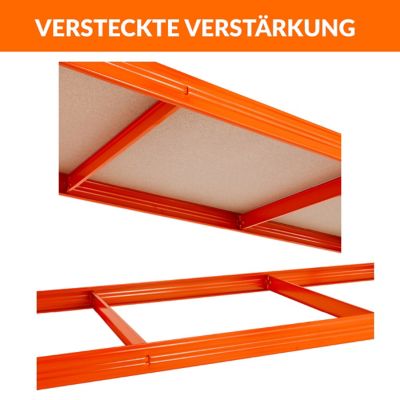 Certeo | 5x Étagère pour atelier et 1x établi | HxLxP 178 x 180 x 60 cm | Bleu/Orange | Charge max. par tablette: 300 kg | Mega Deal