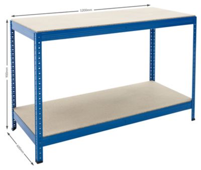 Certeo | 5x Étagère pour cave et 1x établi | HxLxP 178 x 90 x 60 cm | Bleu | Charge max. par tablette: 265 kg | Mega Deal