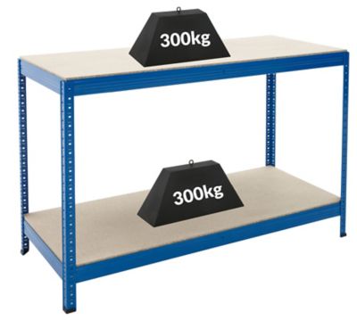 Certeo | 5x Étagère pour cave et 1x établi | HxLxP 178 x 90 x 60 cm | Bleu | Charge max. par tablette: 265 kg | Mega Deal