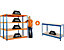 Mega Deal | 2x Lagerregal und 1x Werkbank | HxBxT 178 x 180 x 60 cm | Blau/Orange | Traglast pro Fachboden: 300 kg | Certeo