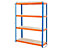 Mega Deal | 2x Werkstattregal und 1x Werkbank | HxBxT 178 x 140 x 45 cm | Blau/Orange | Traglast pro Fachboden: 300 kg | Certeo