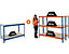 Mega Deal | 2x Lagerregal und 1x Werkbank | HxBxT 150 x 180 x 45 cm | Blau/Orange | Traglast pro Fachboden: 300 kg | Certeo