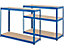 Mega Deal | 2x Werkstattregal und 1x Werkbank | HxBxT 178 x 120 x 45 cm | Blau | Traglast pro Fachboden: 265 kg | Certeo