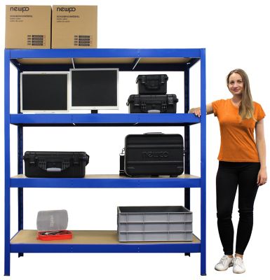 Mega Deal | 2x Profi-Schwerlastregal | HxBxT 1800 x 1200 x 600 mm | Blau | Traglast pro Fachboden: 450 kg | Certeo