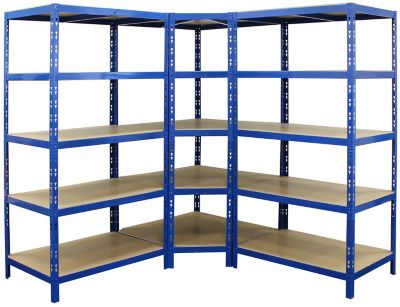Mega Deal | 2x Werkstattregal + 1x Eckregal | Blau
