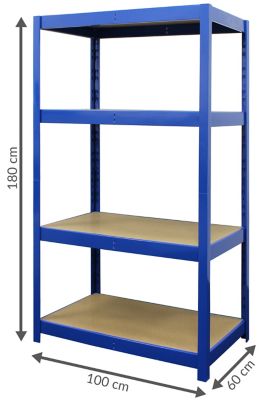 Stabiles Kellerregal | HxBxT 180 x 100 x 60 cm | Tiefe 60 cm | 450 kg pro Fachboden