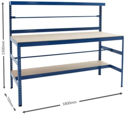 Table d'emballage | Charge max. 300 kg | HxLxP 1500 x 1800 x 750 mm