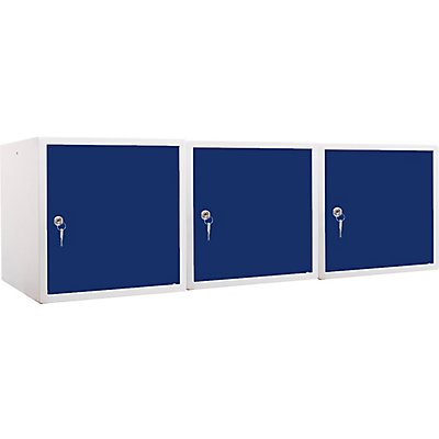 Lot de 3x casiers métalliques individuels | HxLxP 35 x 35 x 35 cm | Bleu | Mega Deal | Newpo