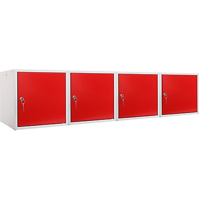 Lot de 4x casiers métalliques individuels | HxLxP 35 x 35 x 35 cm | Rouge | Mega Deal | Newpo