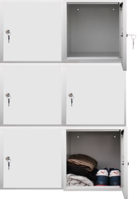 Lot de 6x casiers métalliques individuels | HxLxP 35 x 35 x 35 cm | Bleu |Mega Deal | Newpo