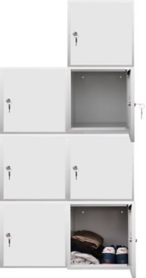 Lot de 7x casiers métalliques individuels | HxLxP 35 x 35 x 35 cm | Bleu | Mega Deal | Newpo